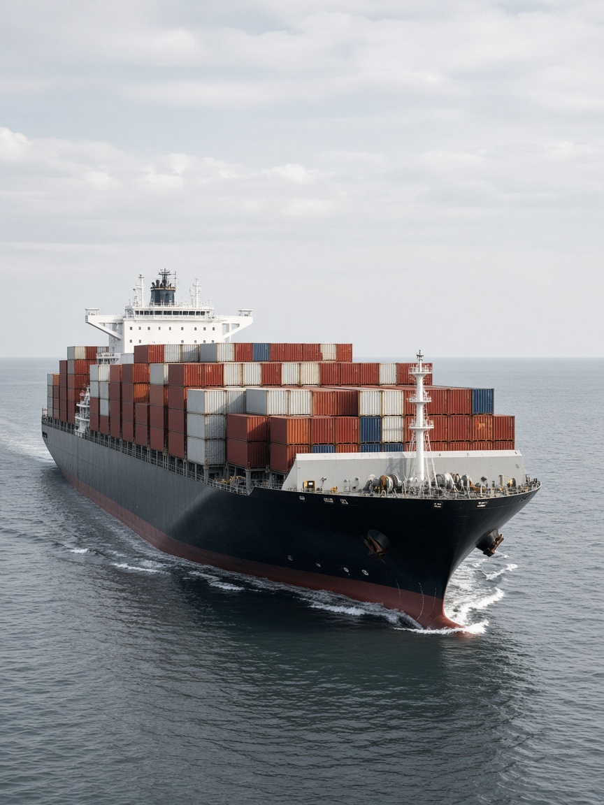 A container ship at sea