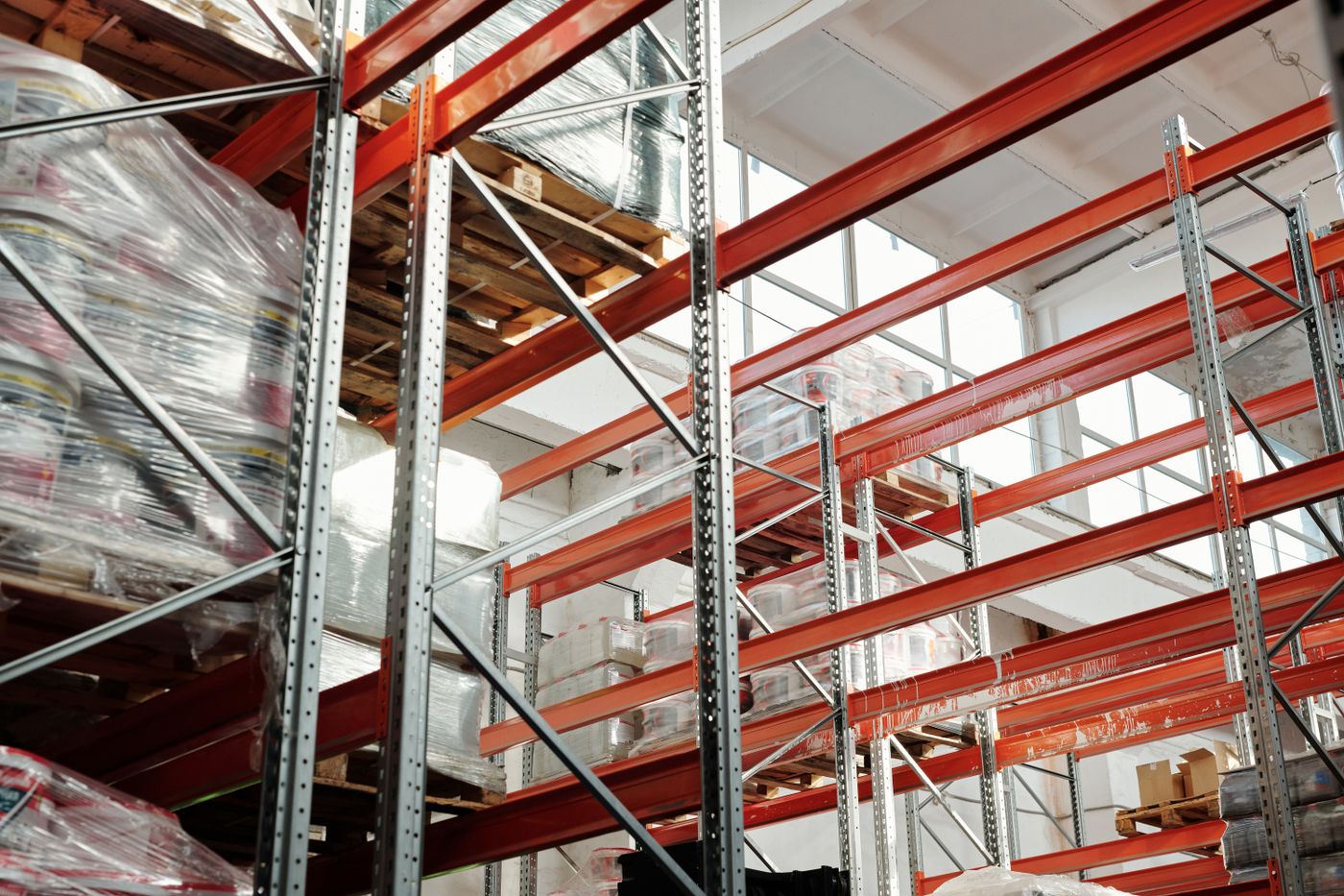 Pallets in a distribution aisle